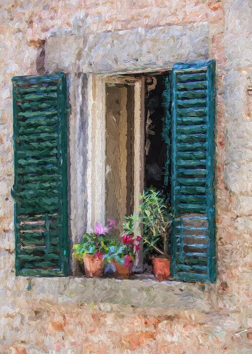 Tuscany Greeting Card featuring the painting Window of Cortona by David Letts