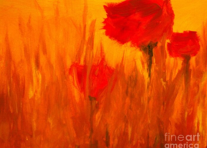 Flowers Greeting Card featuring the painting Windy Red by Julie Lueders 