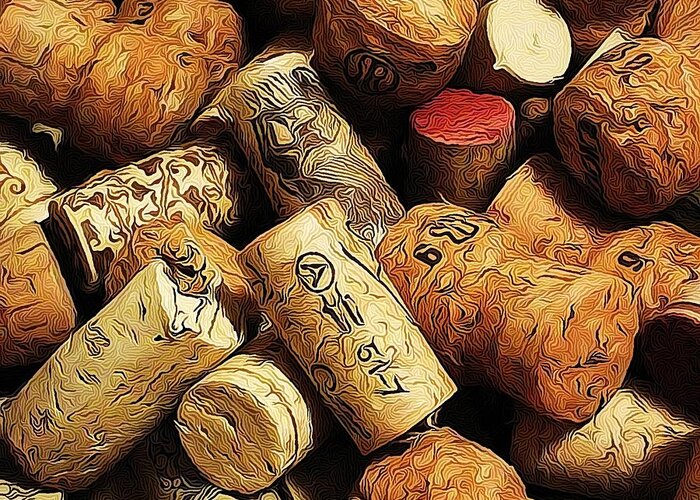 Corks Greeting Card featuring the photograph Wine and Champagme Corks by Cathie Tyler