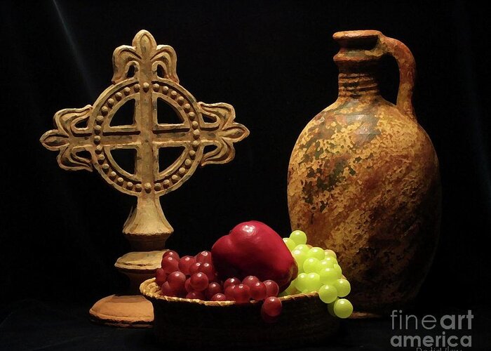 Still Life Greeting Card featuring the photograph Wine and Fruit by Dodie Ulery