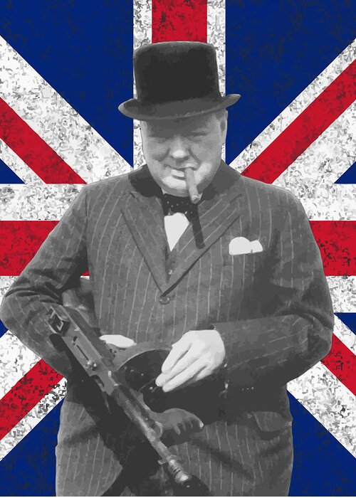 Winston Churchill Greeting Card featuring the painting Winston Churchill and His Flag by War Is Hell Store