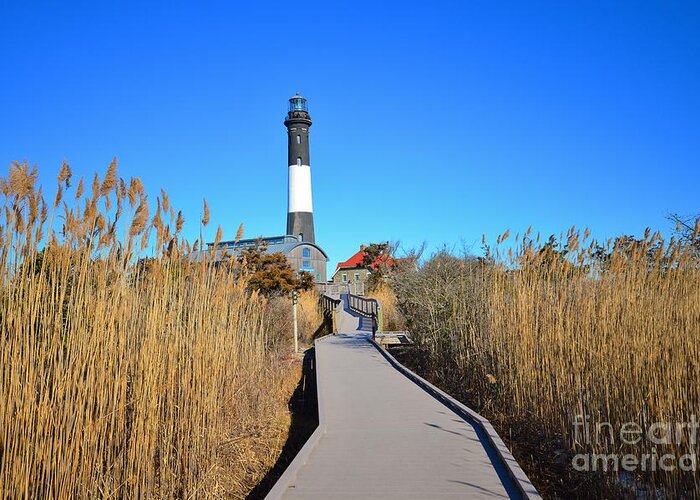 Featured Greeting Card featuring the photograph Winter Afternoon at the Fire island Lighthouse by Stacie Siemsen