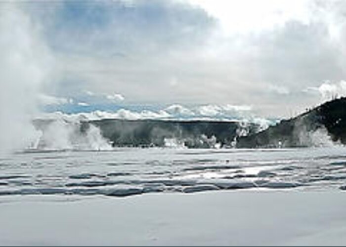Yellowstone National Park Greeting Card featuring the photograph Winter at Grand Prismatic by Don Mercer