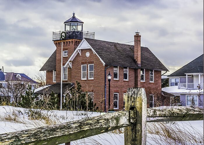 Sea Girt Greeting Card featuring the photograph Winter at Sea Girt Light by Nick Zelinsky Jr