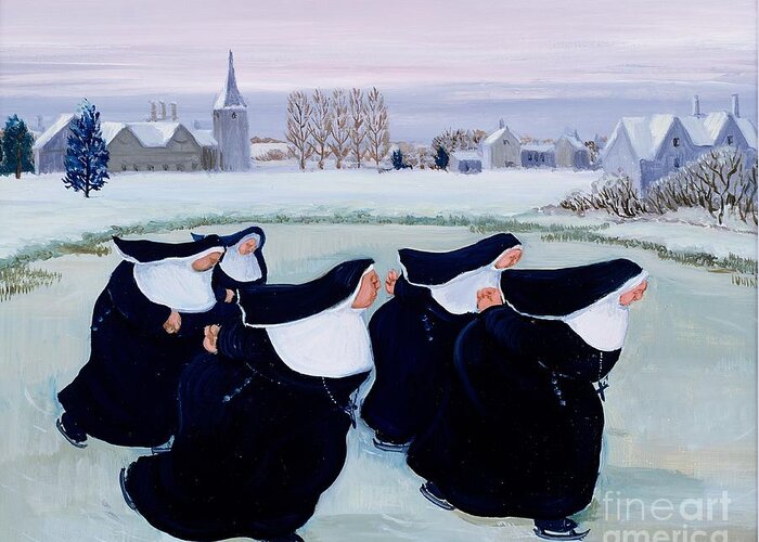 Habit Greeting Card featuring the painting Winter at the Convent by Margaret Loxton