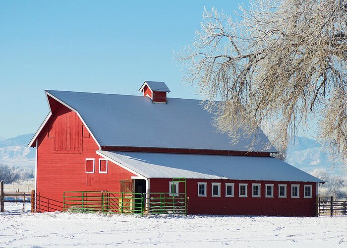 Winter Greeting Card featuring the photograph Winter Barn by Aaron Spong