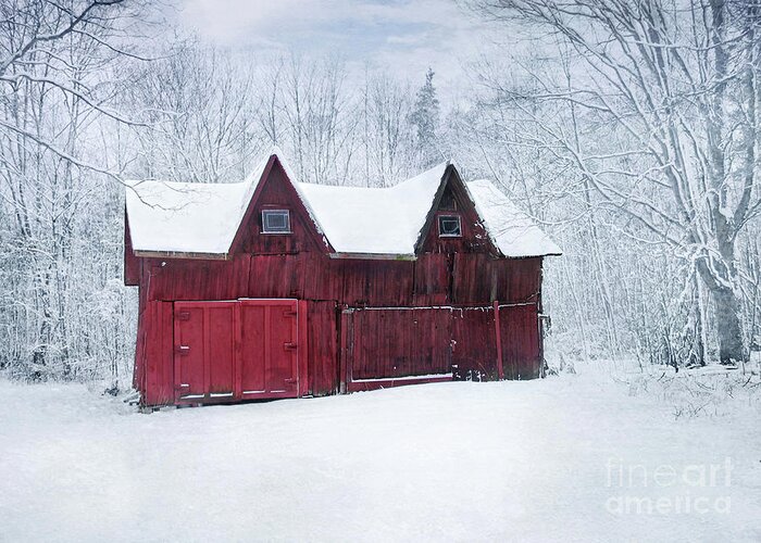 Snow Barn Greeting Card featuring the photograph Winter Barn by Kathi Mirto
