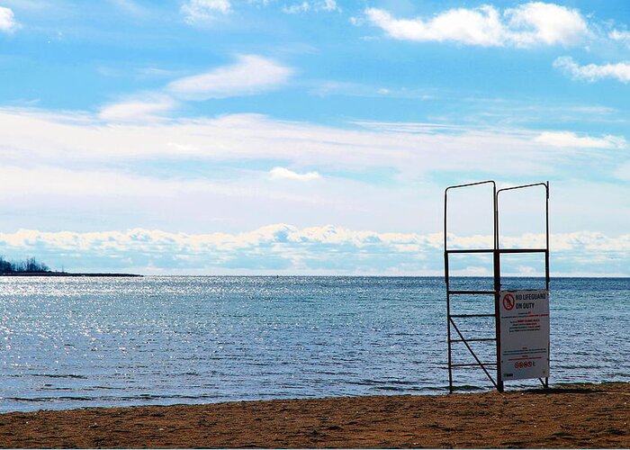 An Empty Beach In Toronto Greeting Card featuring the photograph Winter Beach by Valentino Visentini