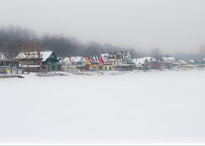 Boathouse Greeting Card featuring the photograph Winter - Boathouse Row - Schuylkill River by Bill Cannon