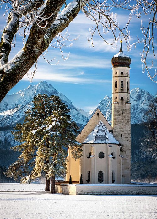 Bavaria Greeting Card featuring the photograph Winter Church in Bavaria by Brian Jannsen