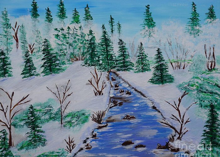 Snow Greeting Card featuring the painting Winter Calmness by Jimmy Clark