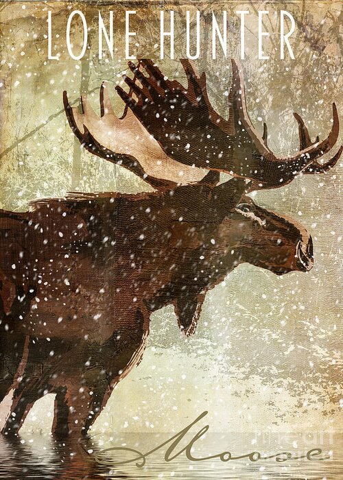 Winter Game Greeting Card featuring the painting Winter Game Moose by Mindy Sommers