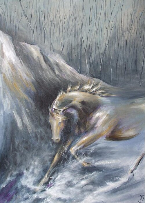 Horse Greeting Card featuring the painting Winter Games by Dina Dargo