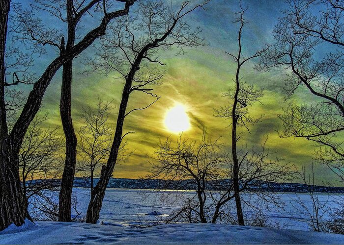 Jeffrey Friedkin Photography Greeting Card featuring the photograph Winter Hudson Sunset by Jeffrey Friedkin