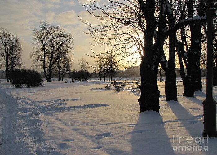 Winter City Sun Sankt-peterburg Nice Weather Snow Greeting Card featuring the photograph Winter in Sankt-Peterburg by Yury Bashkin
