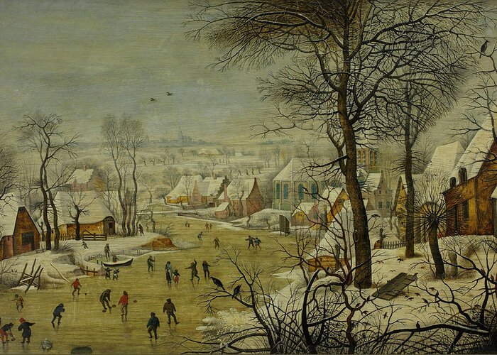 Flemish Painters Greeting Card featuring the painting Winter Landscape with a Bird Trap by Pieter Brueghel the Younger