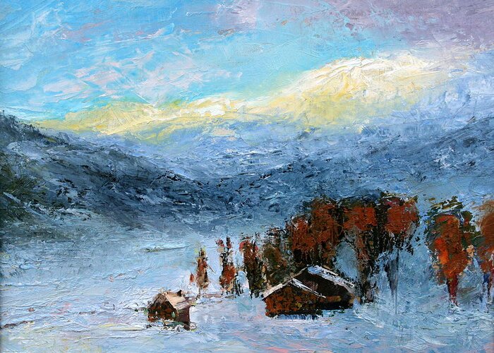 Winter Greeting Card featuring the painting Winter Leaves by Gregg Caudell