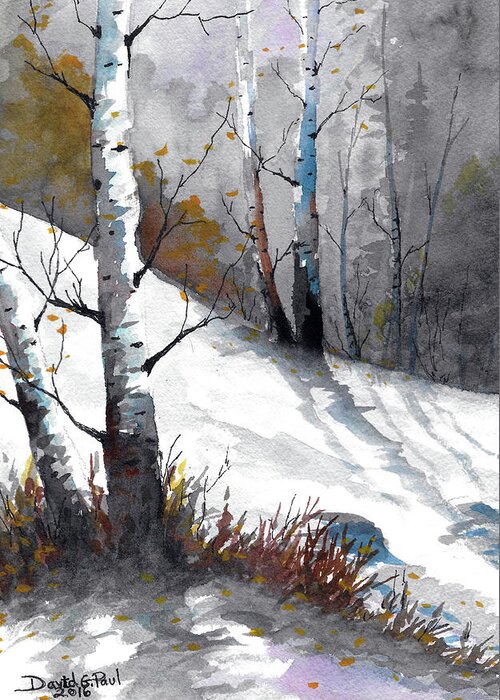 Winter Greeting Card featuring the painting Winter Light by David G Paul