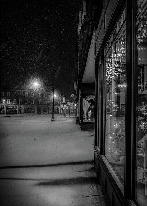  Greeting Card featuring the photograph Winter night on Main by Kendall McKernon