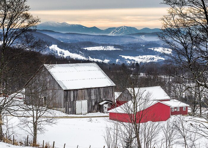 Barn Greeting Card featuring the photograph Winter on the Farm on the Hill by Tim Kirchoff