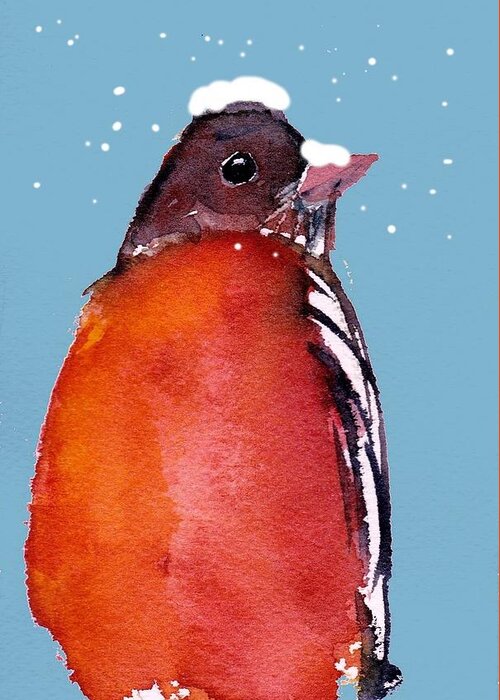 Robin Greeting Card featuring the painting Winter Robin by Anne Duke