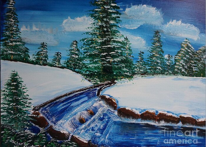 Trees Greeting Card featuring the painting Winter Stream by Jimmy Clark