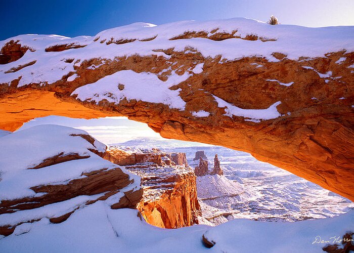 Canyonlands Greeting Card featuring the photograph Winter Sunrise at Mesa Arch by Dan Norris