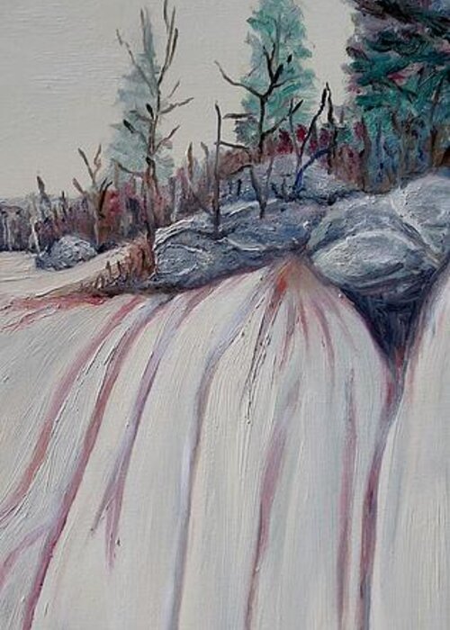 Waterfall Greeting Card featuring the painting Winter waterfall by Marilyn McNish