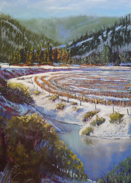 Lake Greeting Card featuring the pastel Winter Wheat by Heather Coen