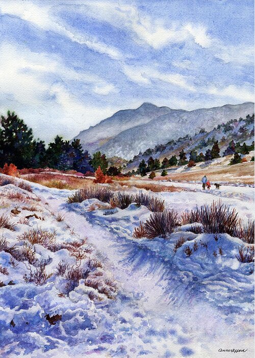 Snow Scene Painting Greeting Card featuring the painting Winter Wonderland by Anne Gifford