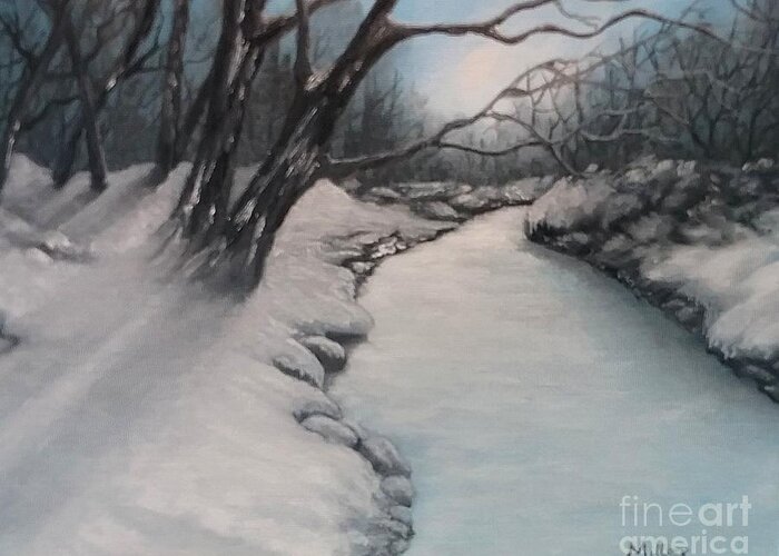 Winter Greeting Card featuring the painting Winters Grip by Peggy Miller