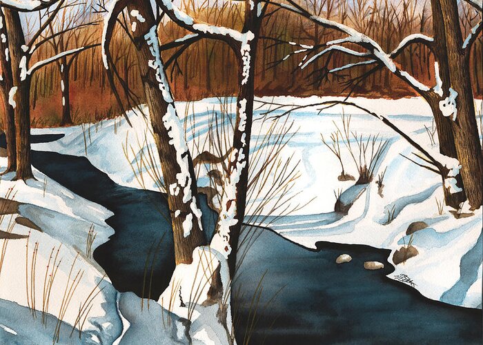 Winter Greeting Card featuring the painting Winterscape by Vic Ritchey