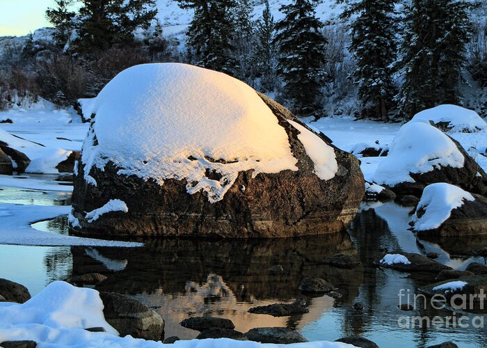 Rock Greeting Card featuring the photograph Wintery Rock by Edward R Wisell