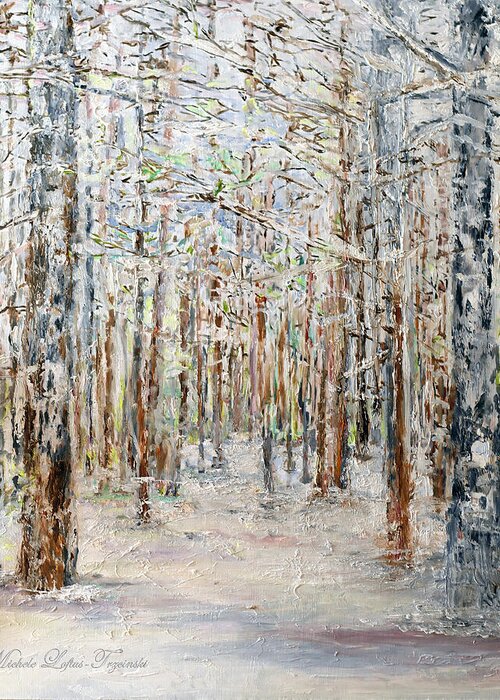 Winter Greeting Card featuring the painting Wintry Woods by Michele A Loftus