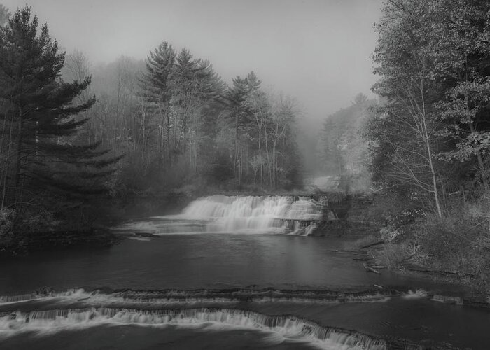 Fall Color Greeting Card featuring the photograph Wiscoy In the Fog by Guy Whiteley