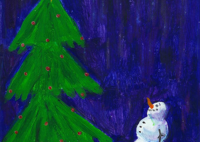 Christmas Greeting Card featuring the painting Wish upon a Star by BlondeRoots Productions