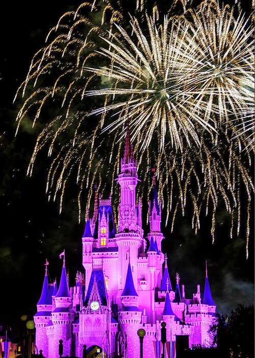 Disney Greeting Card featuring the photograph Wishes fireworks Disney world by Andy Myatt