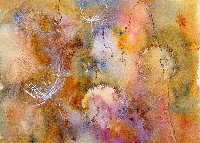Watercolor Greeting Card featuring the mixed media Wishing Weeds by Anne Duke