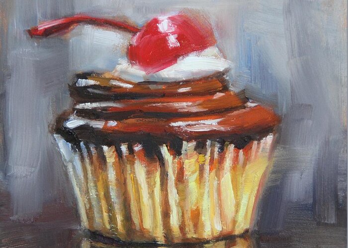 Oil Greeting Card featuring the painting With a Cherry On Top by Tracy Male
