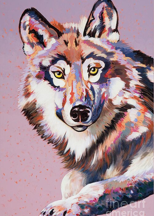 Wolf Painting Greeting Card featuring the painting With Intent by Bob Coonts