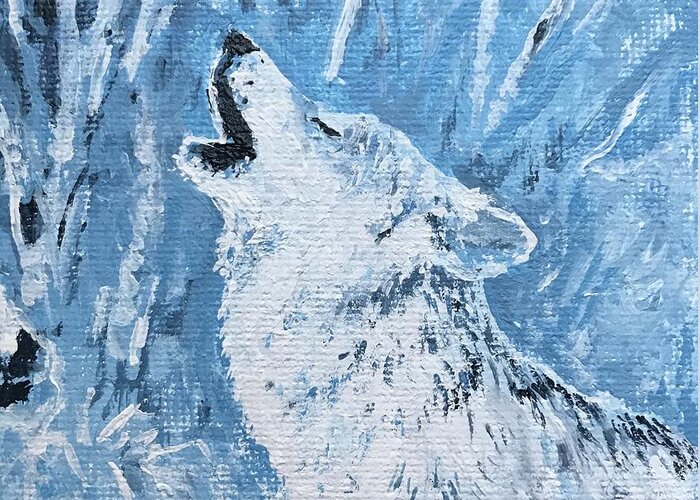 Wolf Greeting Card featuring the painting Wolf of the Tetons by ML McCormick
