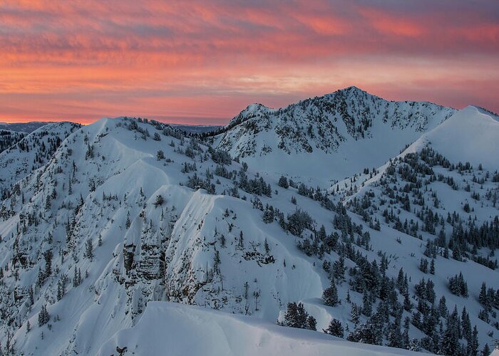 Utah Greeting Card featuring the photograph Wolverine Cirque Sunrise - Little and Big Cottonwood Canyons by Brett Pelletier