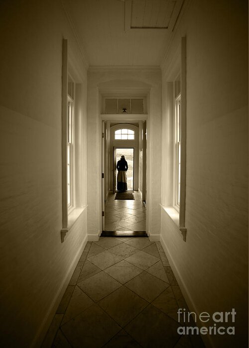 Door Greeting Card featuring the photograph Woman at the Door by Timothy Johnson