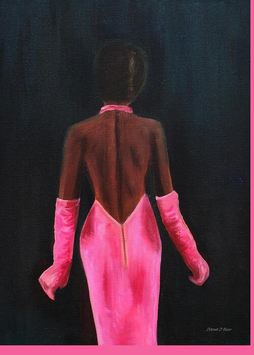 Pink Dress Greeting Card featuring the painting Woman in Evening Wear by Deborah D Russo