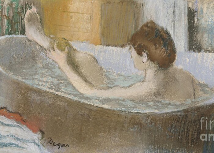 Edgar Greeting Card featuring the pastel Woman in her Bath by Edgar Degas