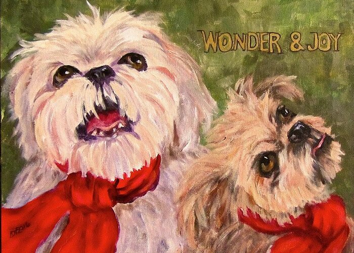 Dogs Greeting Card featuring the painting Wonder and Joy by Barbara O'Toole