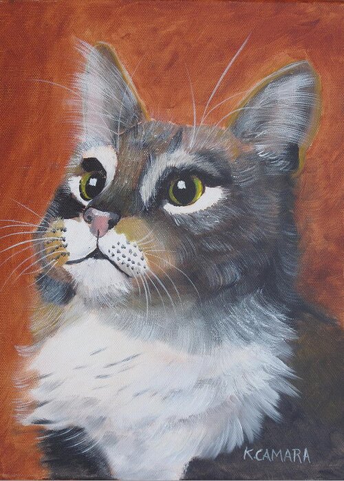 Pets Greeting Card featuring the painting Wonder Cat by Kathie Camara