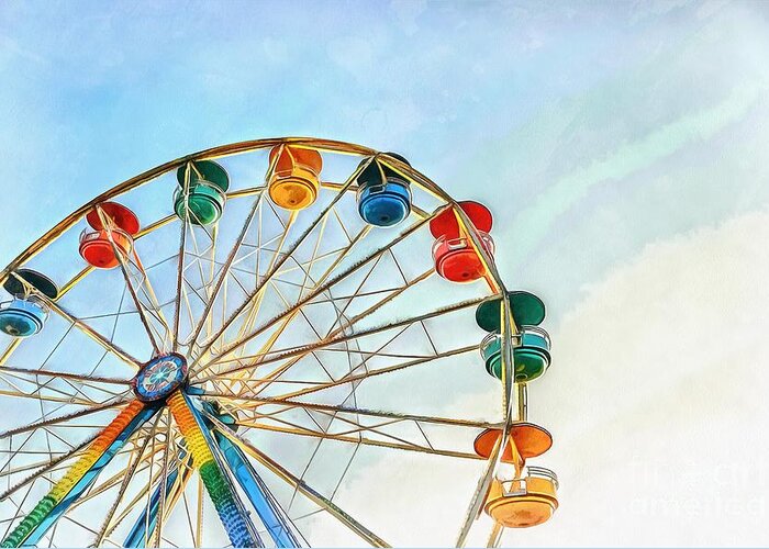 Wonder Greeting Card featuring the painting Wonder Wheel by Edward Fielding