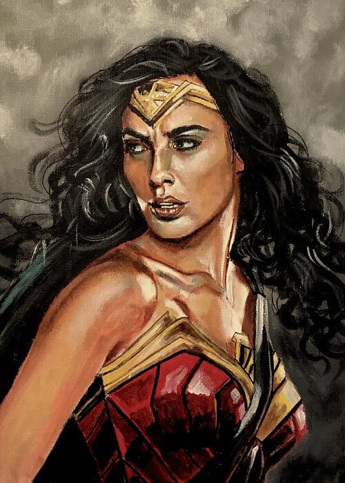 Wonder Woman Greeting Card featuring the painting Wonder Woman by Joel Tesch