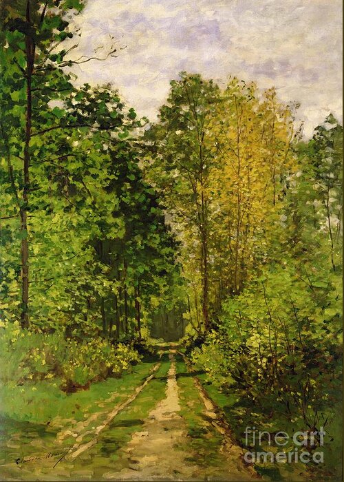 Wooded Path Greeting Card featuring the painting Wooded Path by Claude Monet
